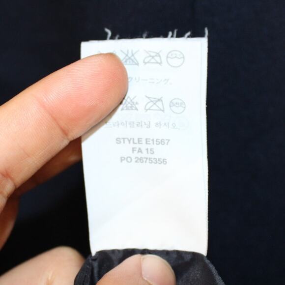 J.CREW Faux Leather Trim Navy Blue Black Zip Pocket Straight Dress | 4 - Picture 12 of 14